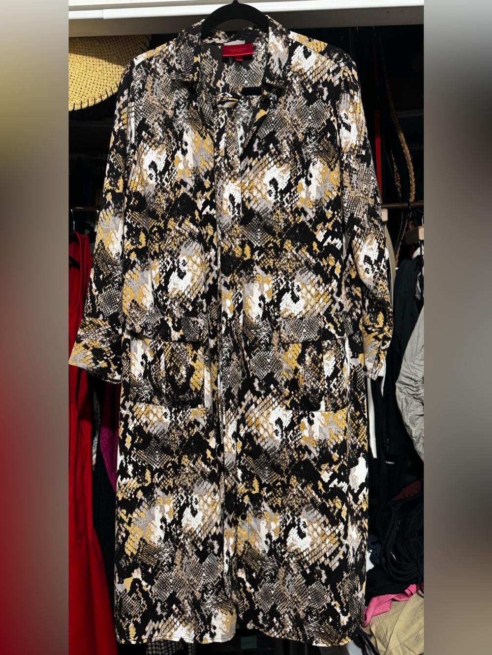 JLo Snake-Print Wrap Dress in Black, White & Gold - Picture 2 of 4